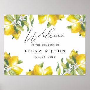 Affiche Panneau de bienvenue de mariage à la fleur de citr