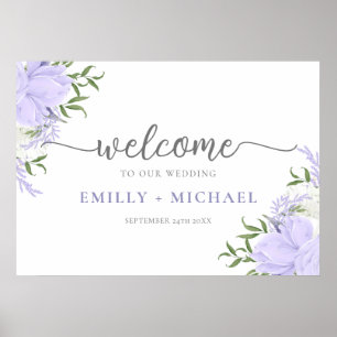 Affiche Panneau de bienvenue de mariage à la pervenche bot