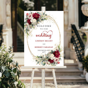 Affiche Panneau de bienvenue de mariage à la verdure flora