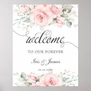 Affiche Panneau de bienvenue de mariage à la verdure flora