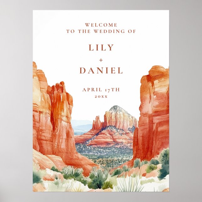 Affiche Panneau de bienvenue de mariage à l'aquarelle de m (Devant)