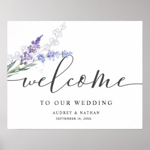 Affiche Panneau de bienvenue de mariage à l'aquarelle lava