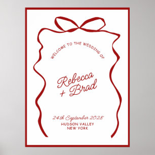 Affiche Panneau de bienvenue de mariage à l'arc dessiné à 