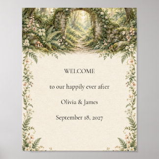 Affiche Panneau de Bienvenue de Mariage à l'Arche de Bois