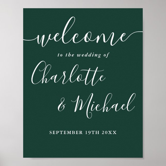 Affiche Panneau de bienvenue de mariage à l'écriture chic  (Devant)