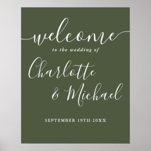 Affiche Panneau de bienvenue de mariage à l'écriture cursi
