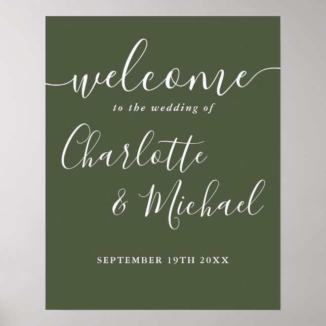 Affiche Panneau de bienvenue de mariage à l'écriture cursi (Devant)