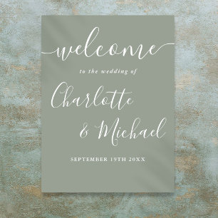 Affiche Panneau de bienvenue de mariage à l'écriture de si