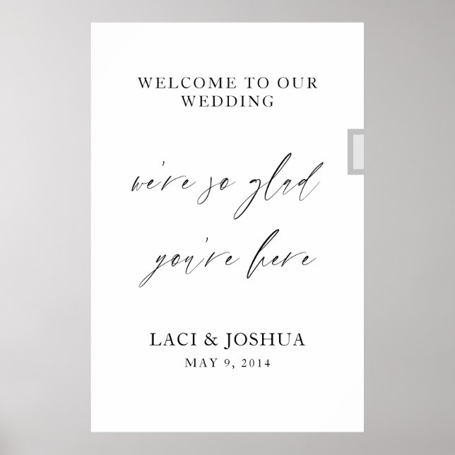 Affiche Panneau de bienvenue de mariage à l'écriture éléga (Devant)