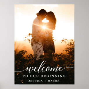 Affiche Panneau de bienvenue de mariage à l'écriture éléga