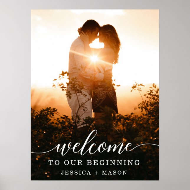 Affiche Panneau de bienvenue de mariage à l'écriture éléga (Devant)
