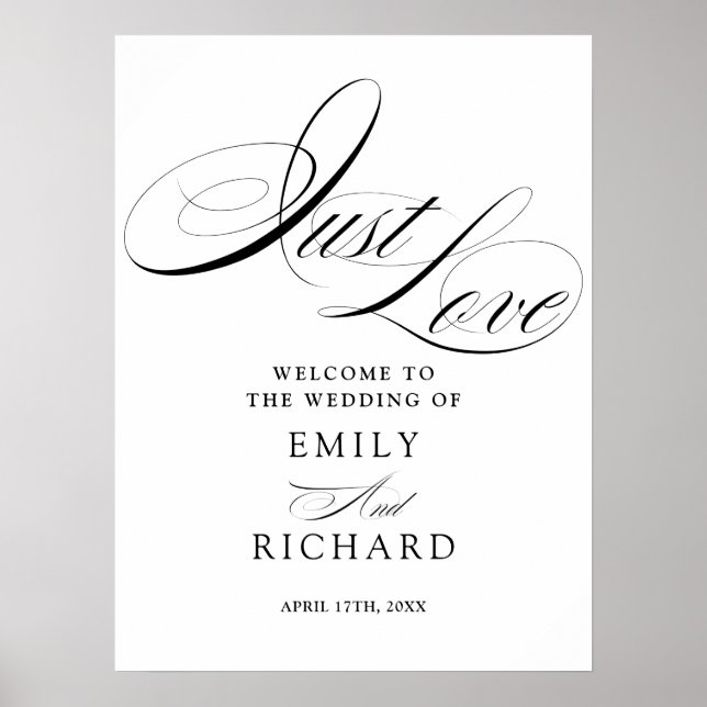 Affiche Panneau de bienvenue de mariage à l'écriture éléga (Devant)