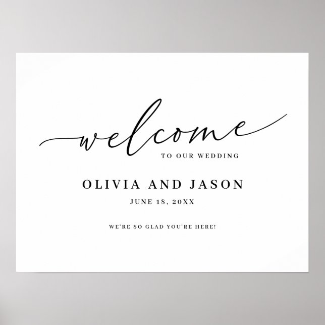 Affiche Panneau de bienvenue de mariage à l'écriture éléga (Devant)