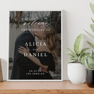 Affiche Panneau de bienvenue de mariage à l'écriture éléga