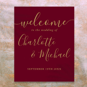 Affiche Panneau de bienvenue de mariage à l'écriture en Bo