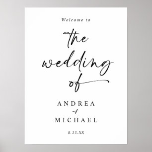 Affiche Panneau de bienvenue de mariage à l'écriture manus