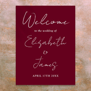 Affiche Panneau de bienvenue de mariage à l'écriture minim
