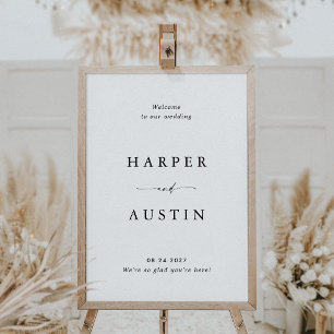 Affiche Panneau de bienvenue de mariage à l'écriture minim