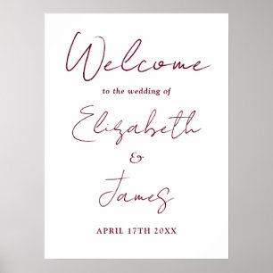Affiche Panneau de bienvenue de mariage à l'écriture minim