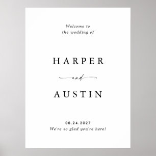 Affiche Panneau de bienvenue de mariage à l'écriture moder