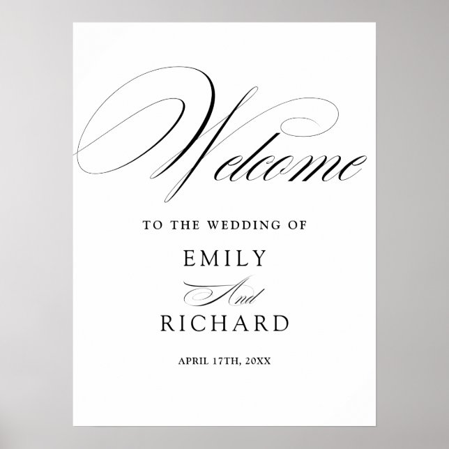 Affiche Panneau de bienvenue de mariage à l'écriture moder (Devant)