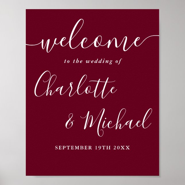 Affiche Panneau de bienvenue de mariage à l'écriture signa (Devant)