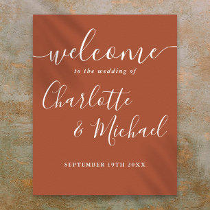 Affiche Panneau de bienvenue de mariage à l'écriture signa