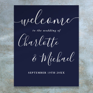 Affiche Panneau de bienvenue de mariage à l'écriture signa