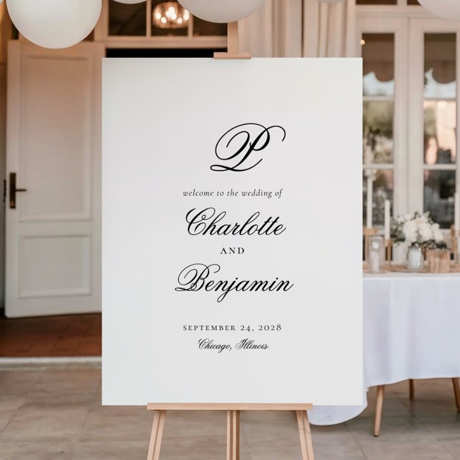 Affiche Panneau de bienvenue de mariage à l'initiale du no (Créateur téléchargé)