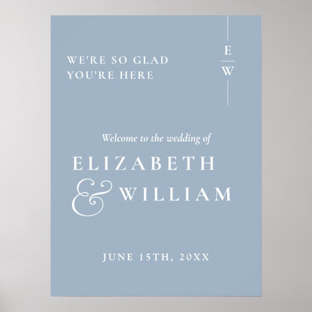 Affiche Panneau de bienvenue de mariage à monogramme moder (Devant)