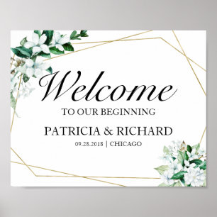 Affiche Panneau de bienvenue de mariage à motifs floraux g