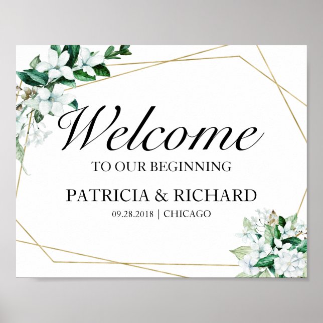 Affiche Panneau de bienvenue de mariage à motifs floraux g (Devant)
