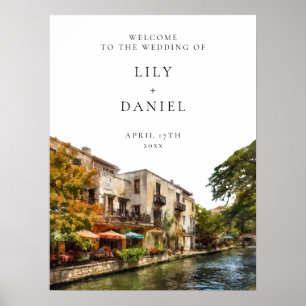 Affiche Panneau de bienvenue de mariage à San Antonio