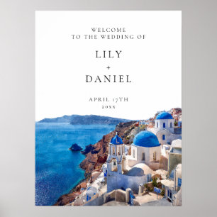 Affiche Panneau de bienvenue de mariage à Santorin Grèce