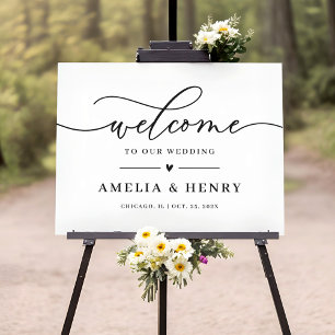Affiche Panneau de Bienvenue de Mariage à Script Simple Mi