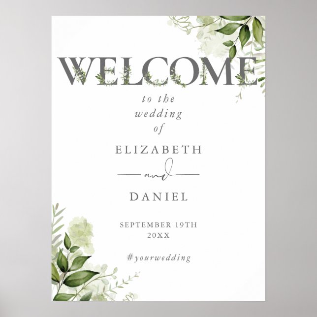 Affiche Panneau de bienvenue de mariage à typographie flor (Devant)