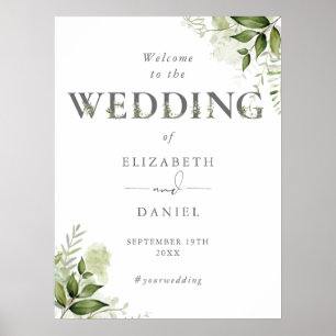 Affiche Panneau de bienvenue de mariage à typographie flor