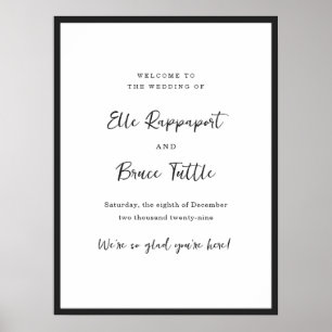 Affiche Panneau de bienvenue de mariage à typographie mini