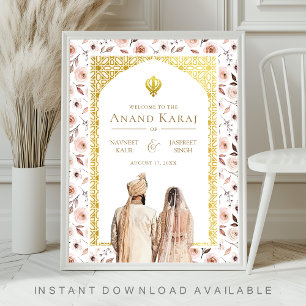 Affiche Panneau de bienvenue de mariage Anand Karaj à la F