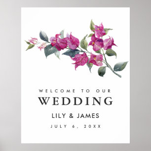 Affiche Panneau de bienvenue de mariage au Bougainville mé