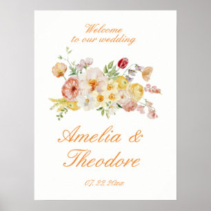 Affiche Panneau de bienvenue de mariage au jardin de renon