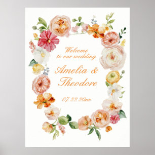 Affiche Panneau de bienvenue de mariage au jardin de renon