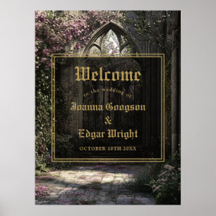 Affiche Panneau de bienvenue de mariage au jardin floral g