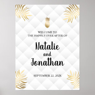 Affiche Panneau de bienvenue de mariage au pineapple Tropi