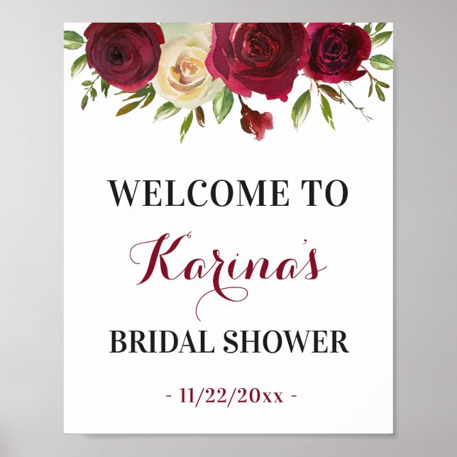 Affiche Panneau de bienvenue de mariage automnal Marsala d (Devant)
