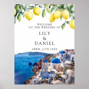 Affiche Panneau de bienvenue de mariage aux citrons de San