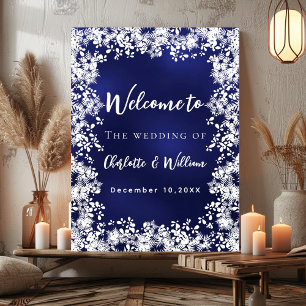 Affiche Panneau de bienvenue de mariage aux flocons de nei