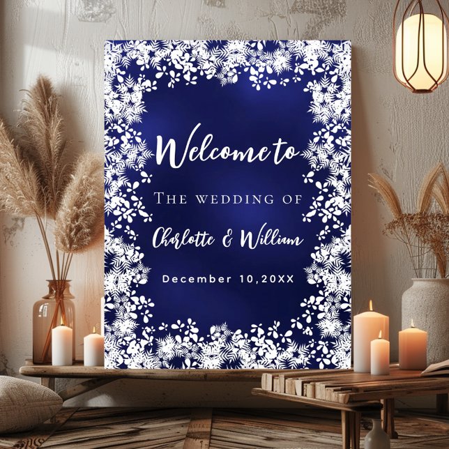 Affiche Panneau de bienvenue de mariage aux flocons de nei (Créateur téléchargé)