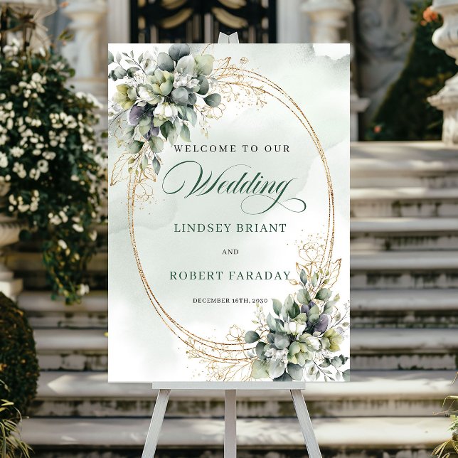 Affiche Panneau de bienvenue de mariage aux roses blanches (Welcome guests in style with this elegant wedding welcome sign/poster featuring watercolor white ros)