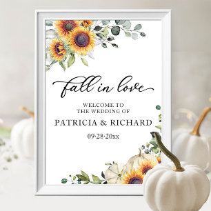 Affiche Panneau de bienvenue de mariage aux tournesols et